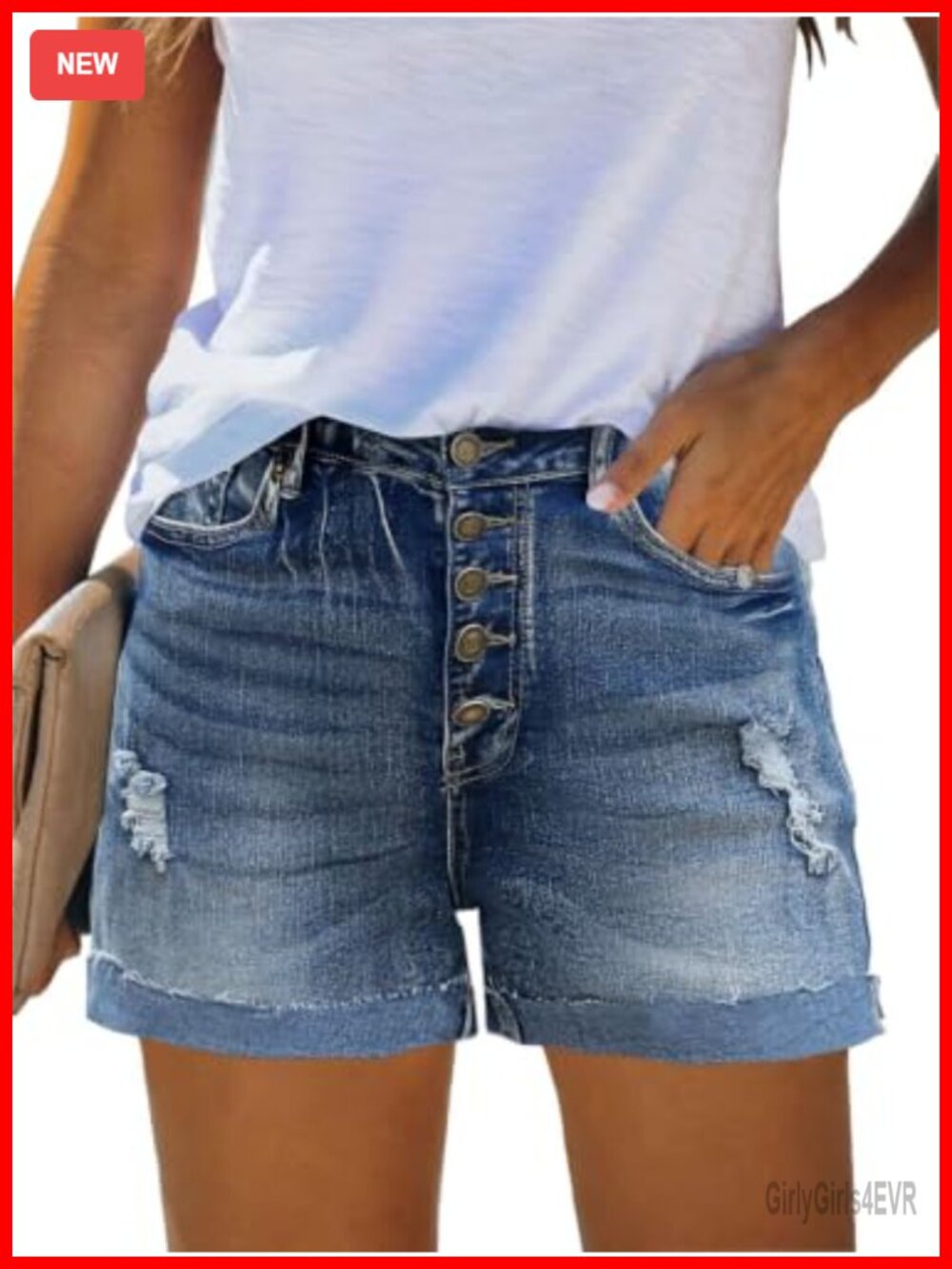 Distressed High Rise Jean Shorts